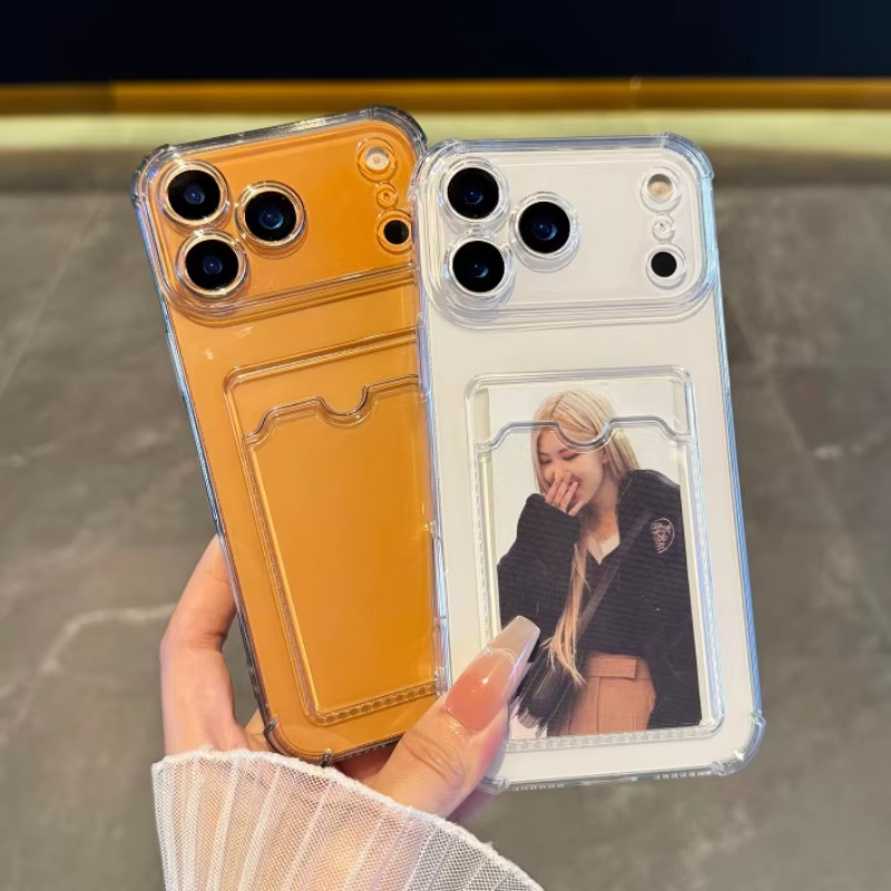 Camera Lens Protector - เคสใสแบบมีช่องใส่การ์ด สำหรับ iPhone 14 Plus 15